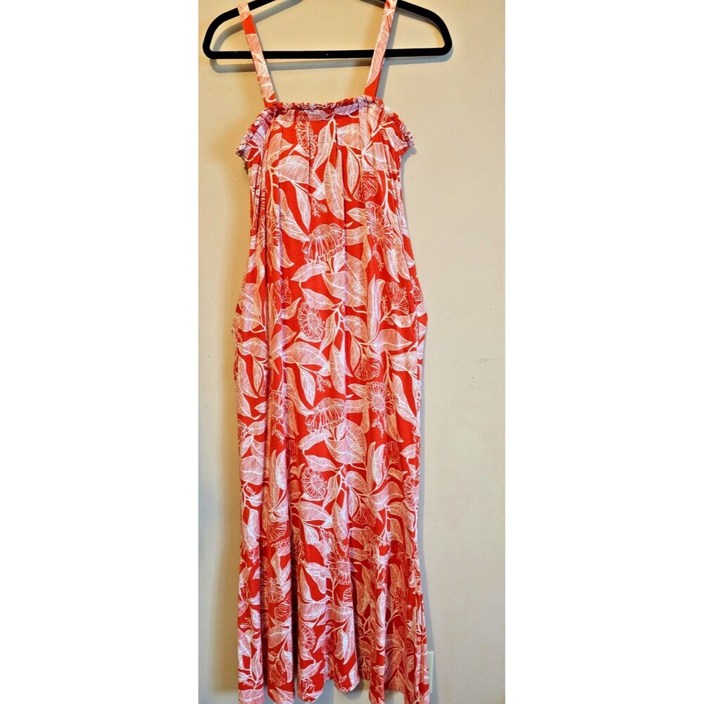 Serra Orange Floral Ruffle Maxi Dress Womens Med Boho Feminine Cottagecore